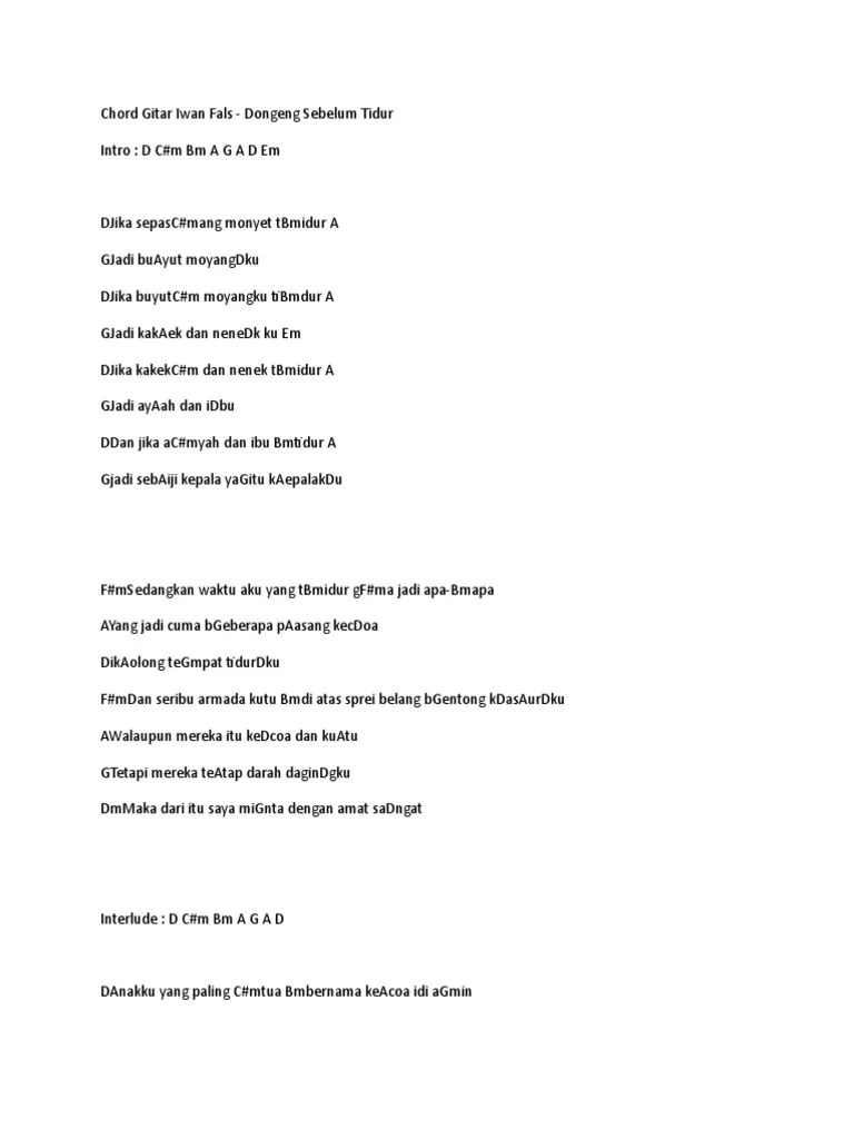 Chord Dongeng Sebelum Tidur - Chord Lagu Blog