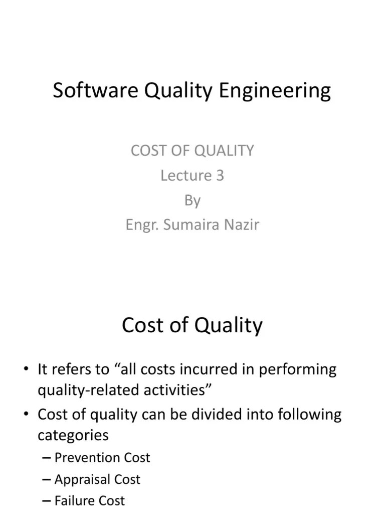 Lecture 3 Cost of Quality PDF