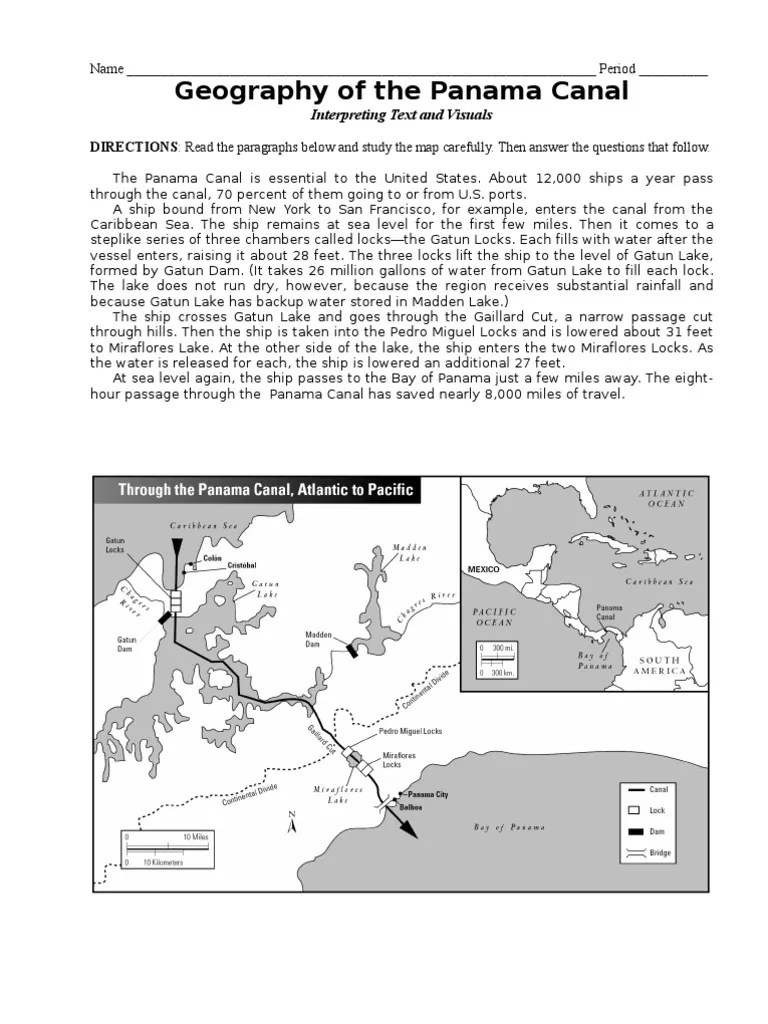 Geography of The Panama Canal Map Worksheet | PDF | Panama Canal