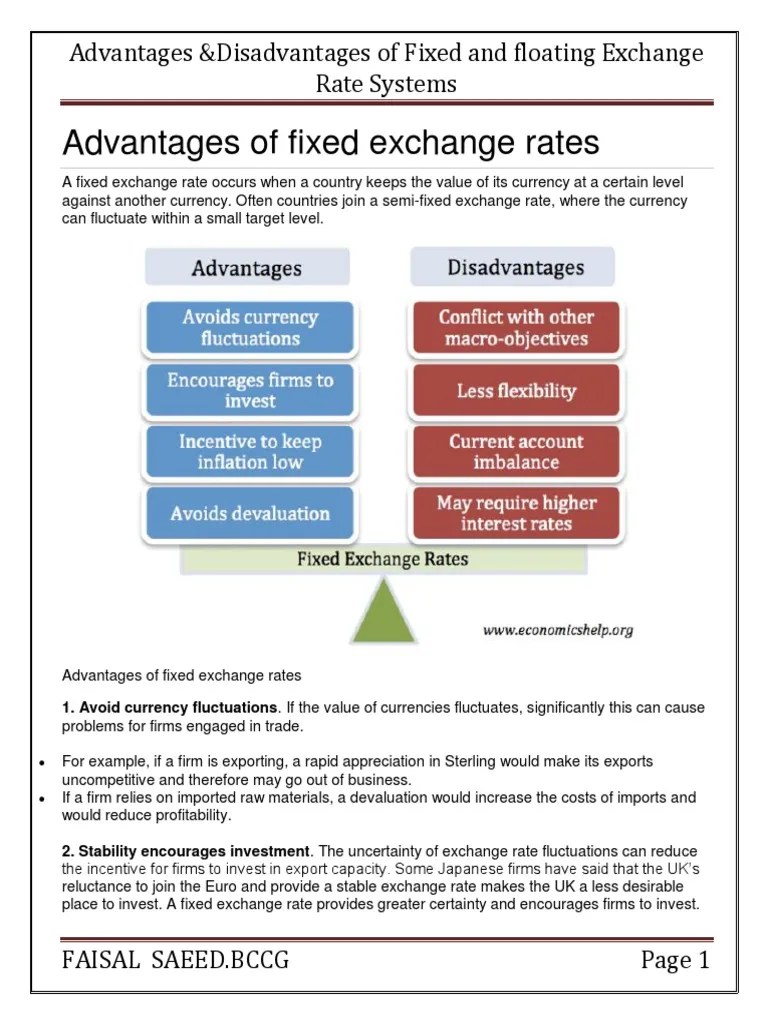 Advantages And Disadvantages Of Fixed And Floating Exchange Rates