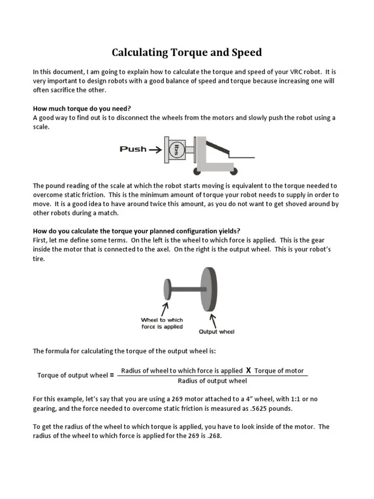 Calculating Torque and Speed How Much Torque Do You Need? PDF