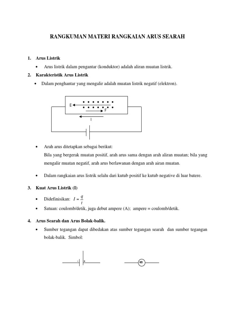 Rangkuman Materi Rangkaian Arus Searah | PDF