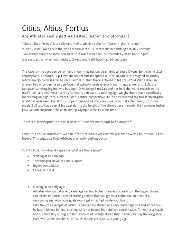 Citius, Altius, Fortius Are Athletes Really Getting Faster, Higher and