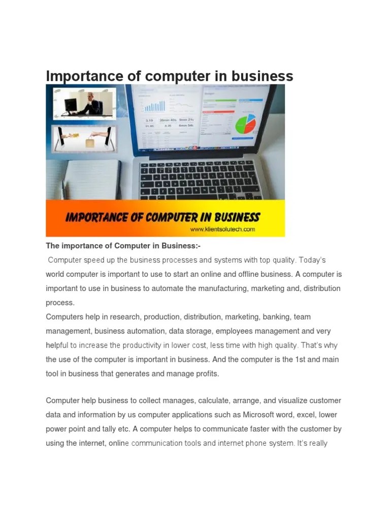Importance of Computer in Business. PDF Automation