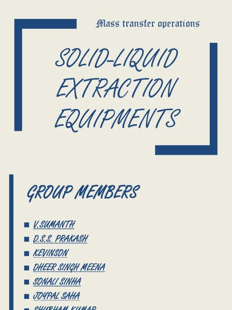 SolidLiquid Extraction Equipments PDF Lift (Force) Liquids