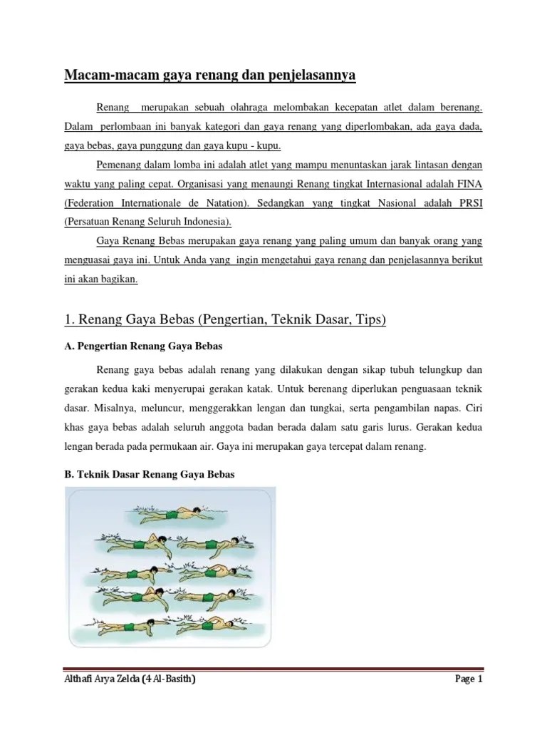 Pengambilan Nafas Renang Gaya Bebas Dilakukan Bersamaan Dengan Gerakan