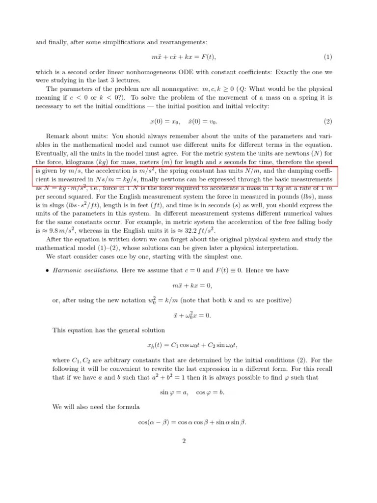 Damping Coefficient Unit PDF Force Kilogram