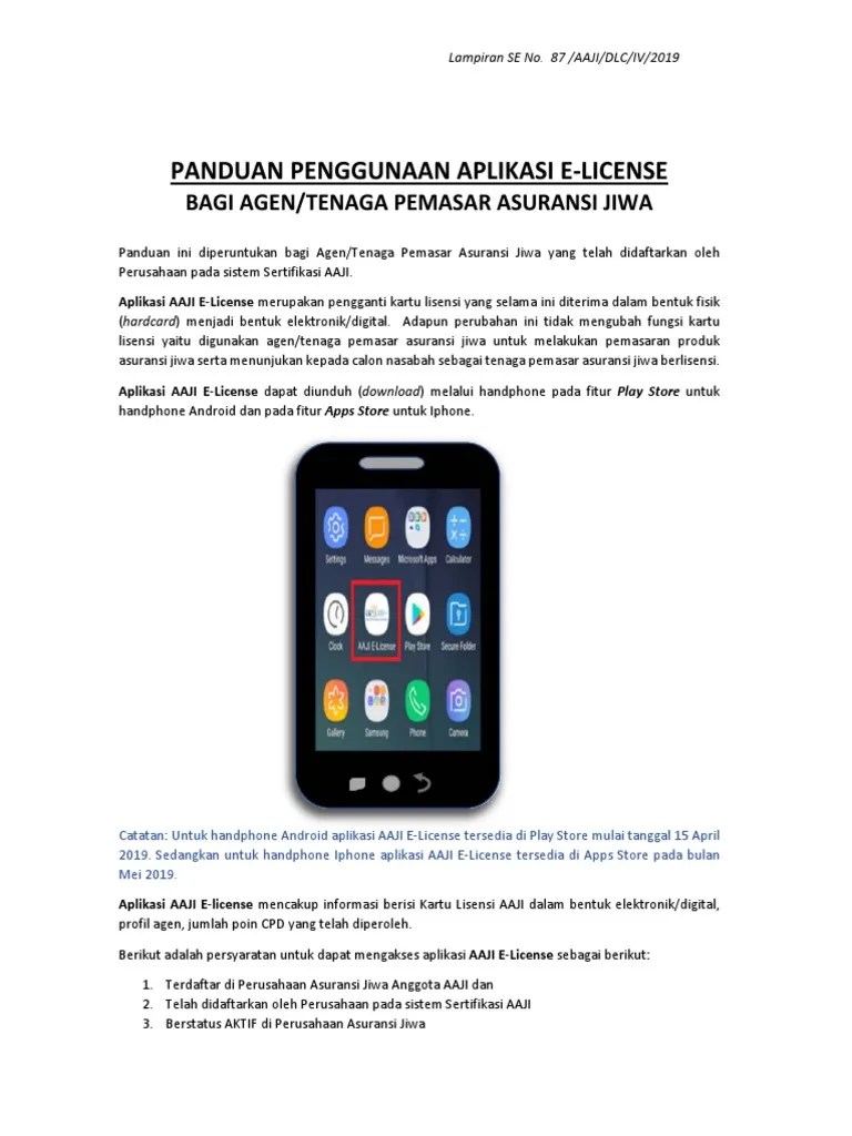 Panduan Aplikasi AAJI E-License Untuk Agen | PDF