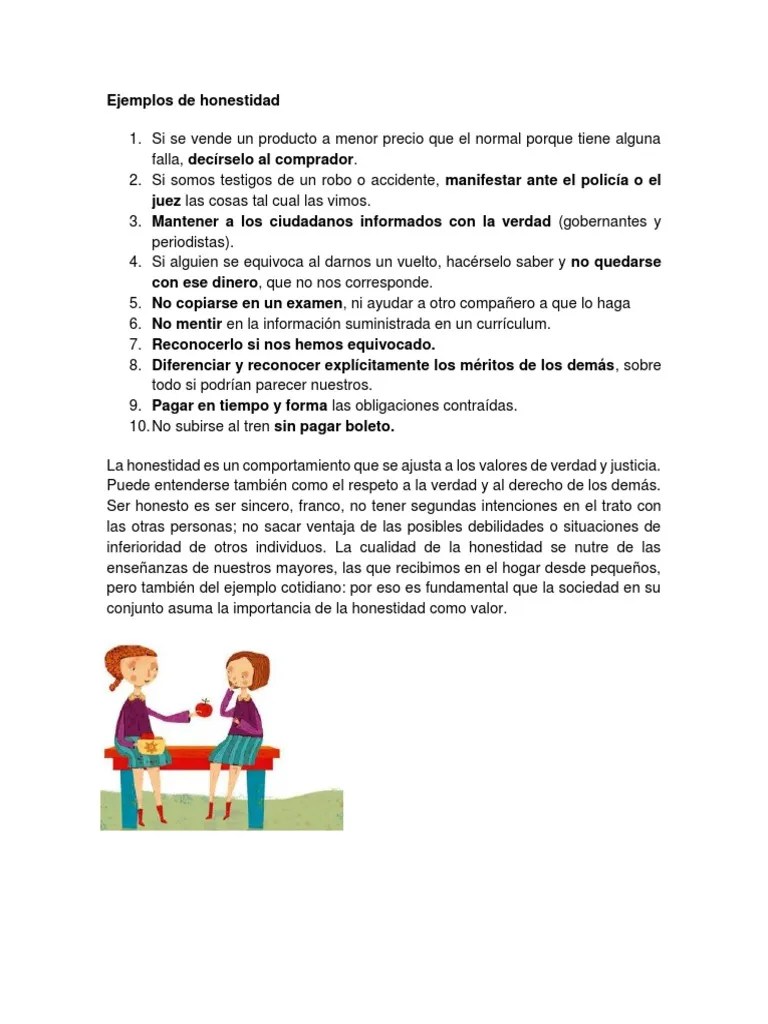 Ejemplos de Honestidad 10