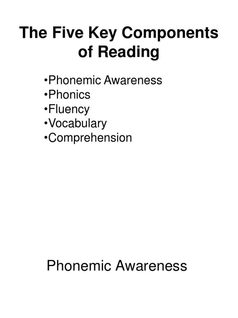 Six Components of Reading Phonics Reading Comprehension