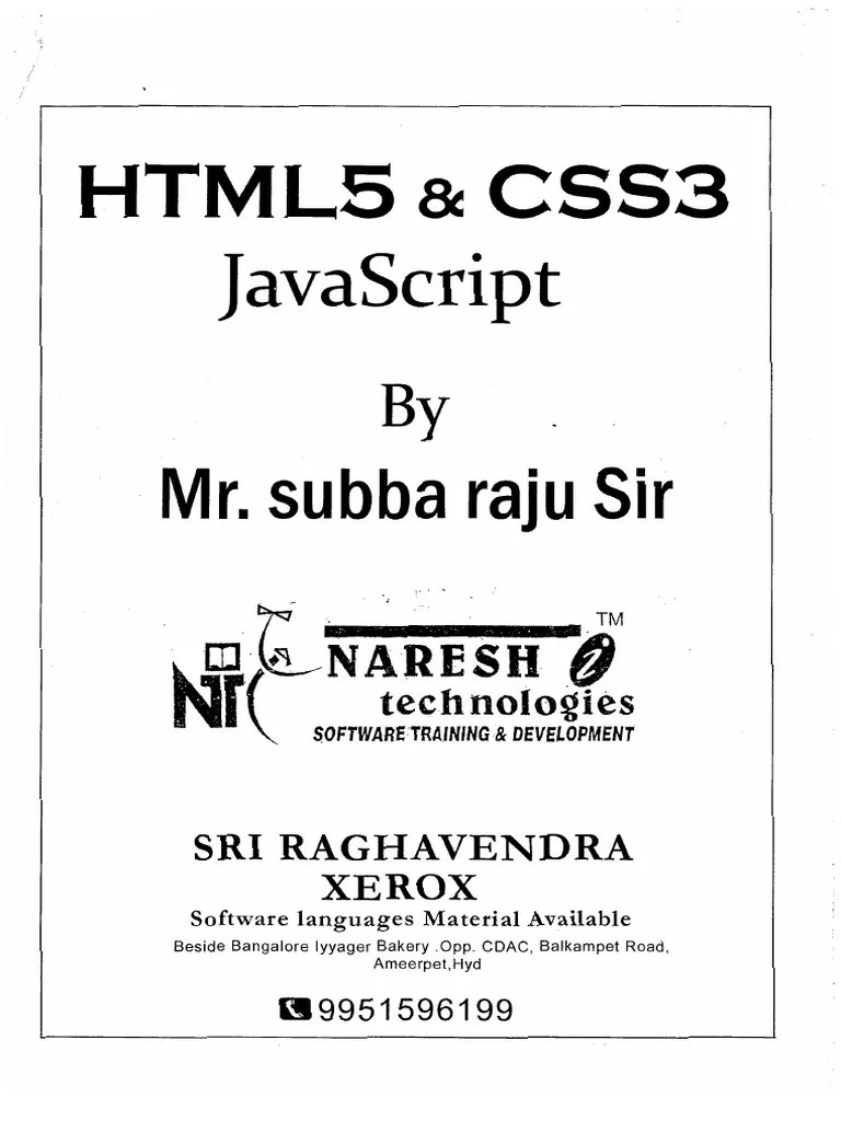 HTML CSS JavaScript Notes PDF PDF