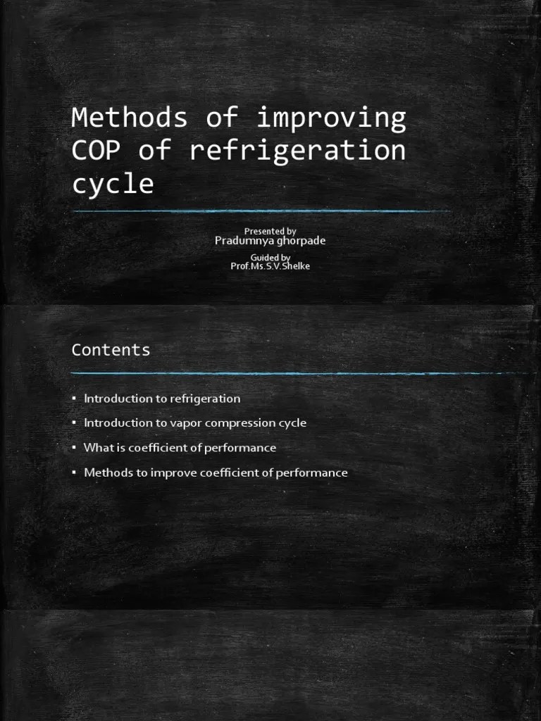 Methods of Improving COP of Refrigeration Cycle PDF Refrigeration