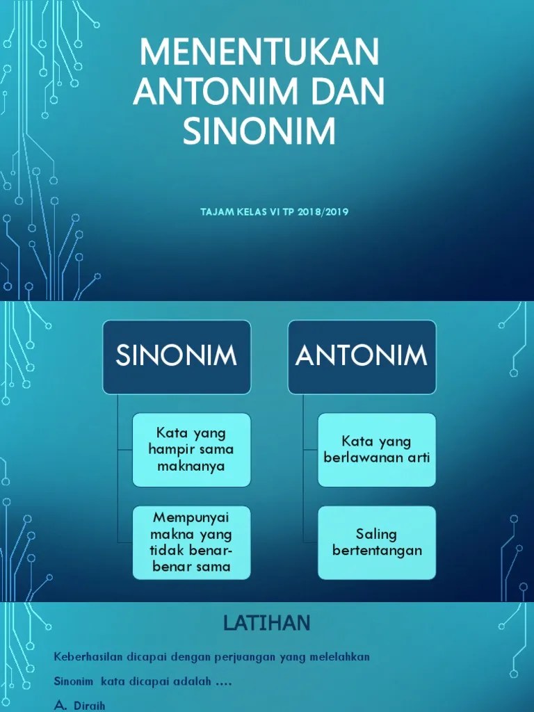 Sinonim Dan Antonim | PDF