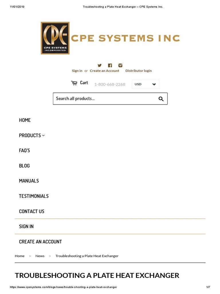 Troubleshooting A Plate Heat Exchanger CPE Systems Inc PDF Heat
