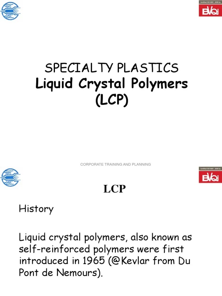 Specialty Plastics Liquid Crystal Polymers (LCP) PDF Polymers