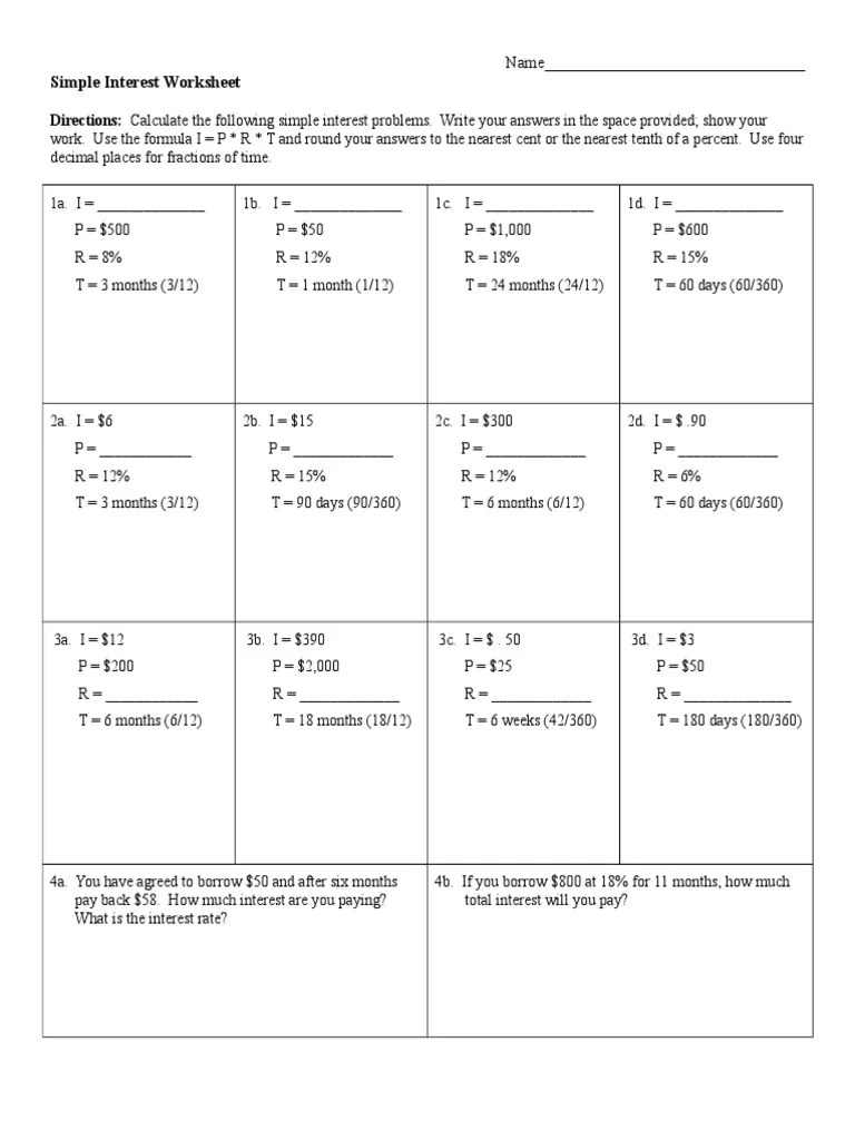 Simple Interest Worksheet.doc