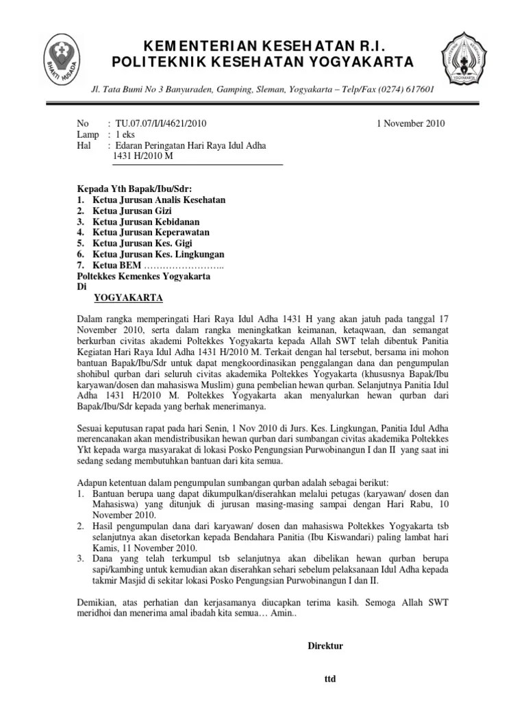 18 Contoh Surat Edaran Iuran Qurban