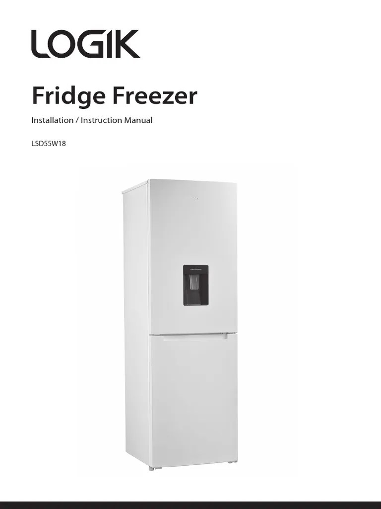 LOGIK Fridge Freezer With Water Dispenser LSD55W18 Manual PDF