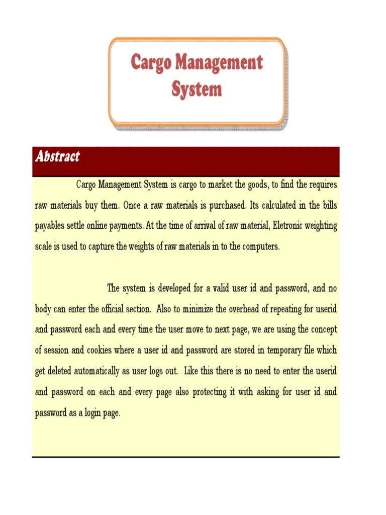 Cargo Management System Colorful PDF  Application Password