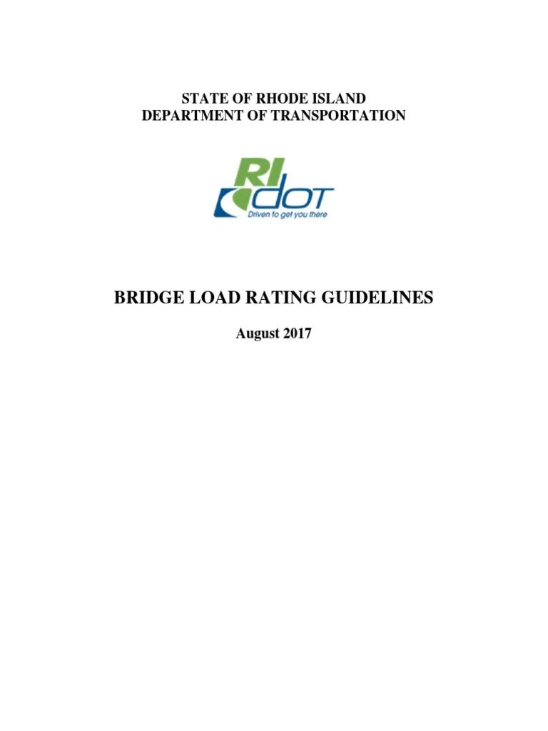 Bridge Load Rating Guidelines State of Rhode Island Department of Transportation PDF
