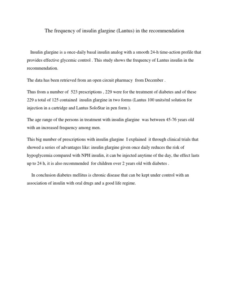 The Frequency of Insulin Glargine PDF