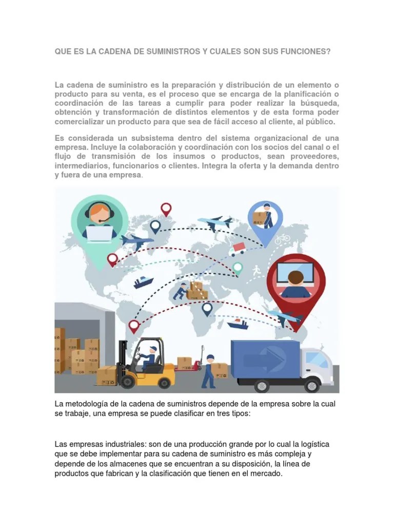 La Cadena de Suministro Es La Preparación y Distribución de Un Elemento