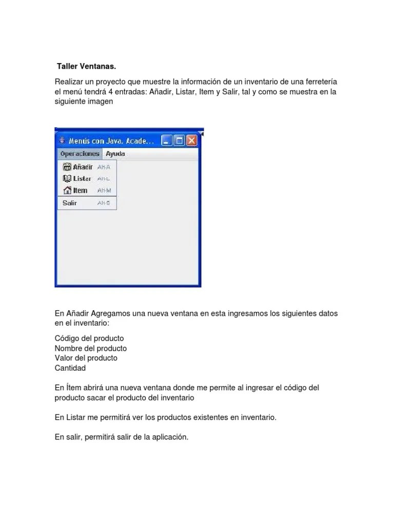 Taller Ventanas Jframe Java PDF
