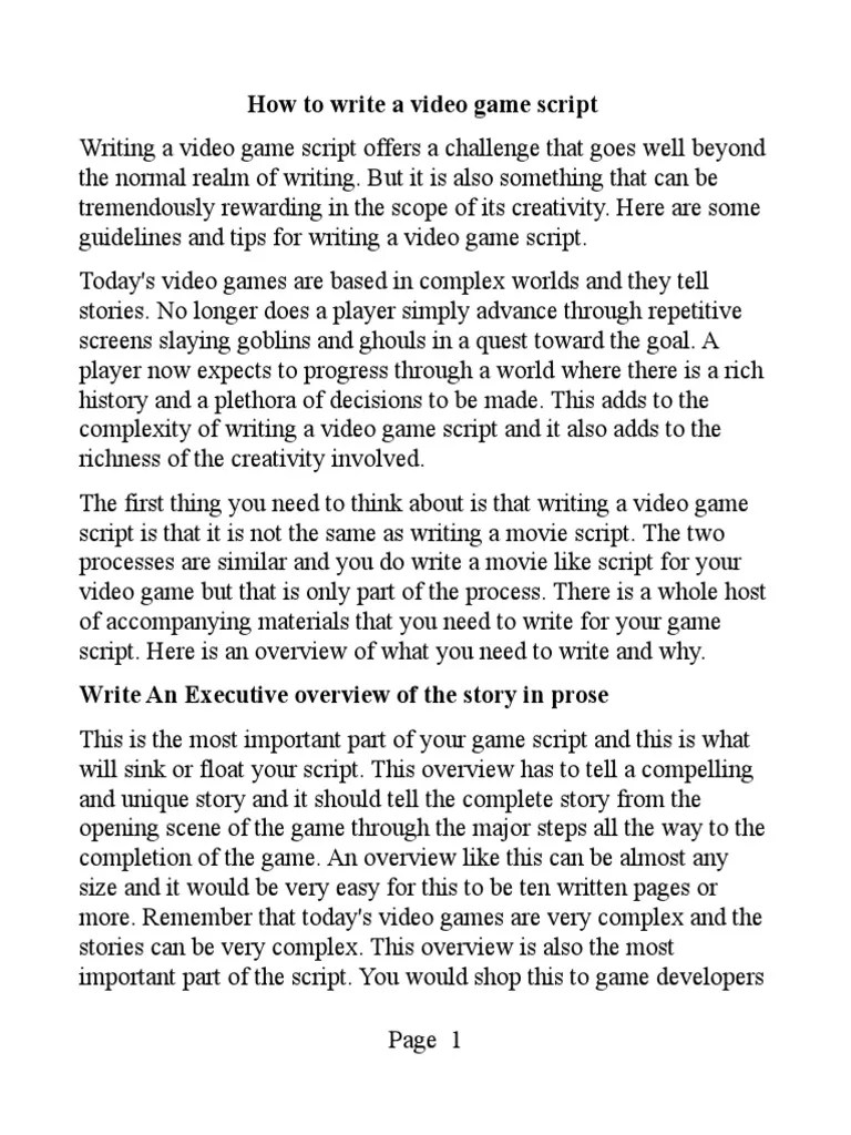 How.to.write.a.video.game.script.pdf Leisure Free 30day Trial Scribd