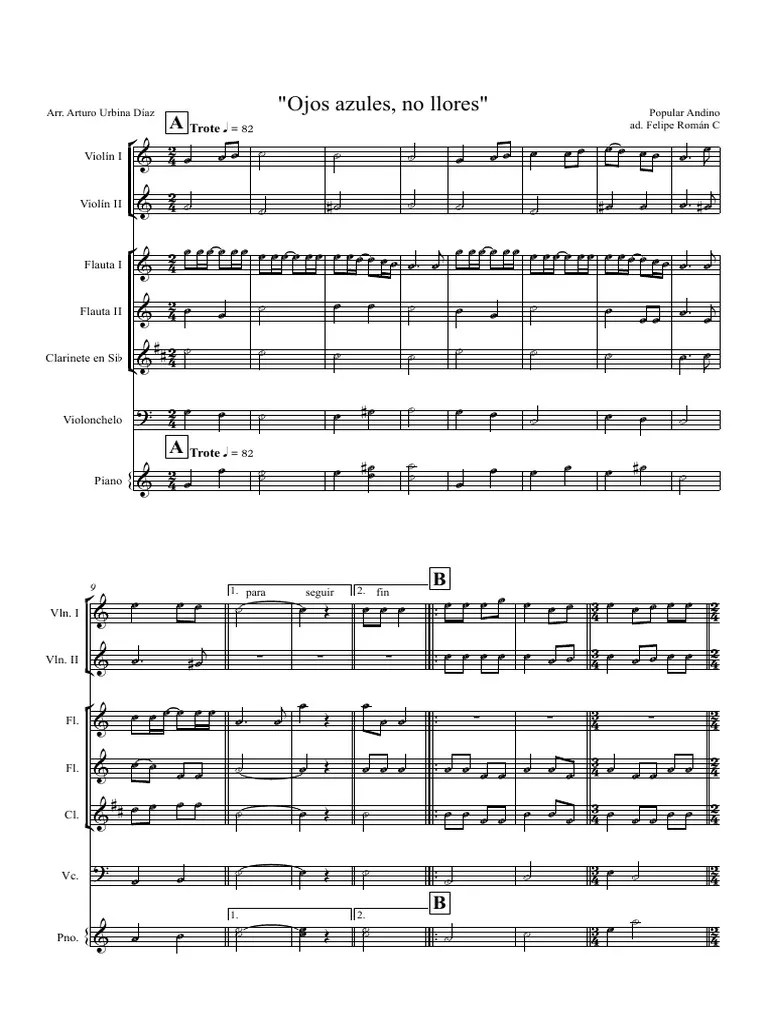 Ojos Azules, No Llores Partitura y Partes PDF PDF Tecnología