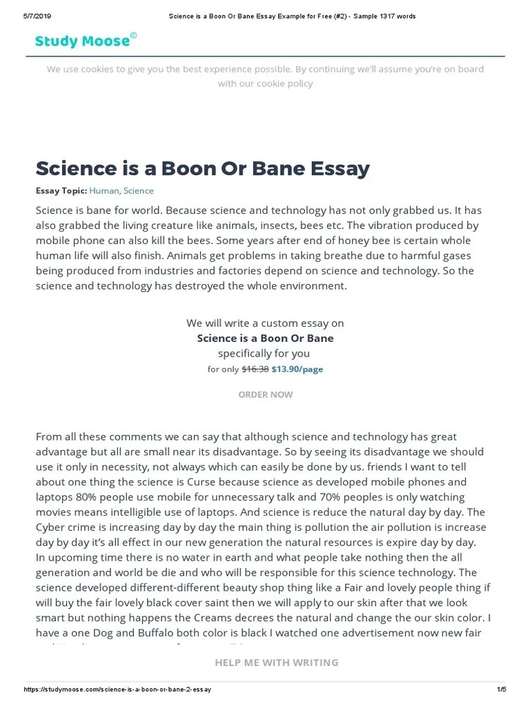 Science Is A Boon or Bane Essay Example For Free (2) Sample 1317