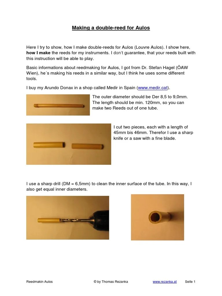 Making A DoubleReed For Aulos How I Make The Reeds For My Instruments. I Download Free PDF