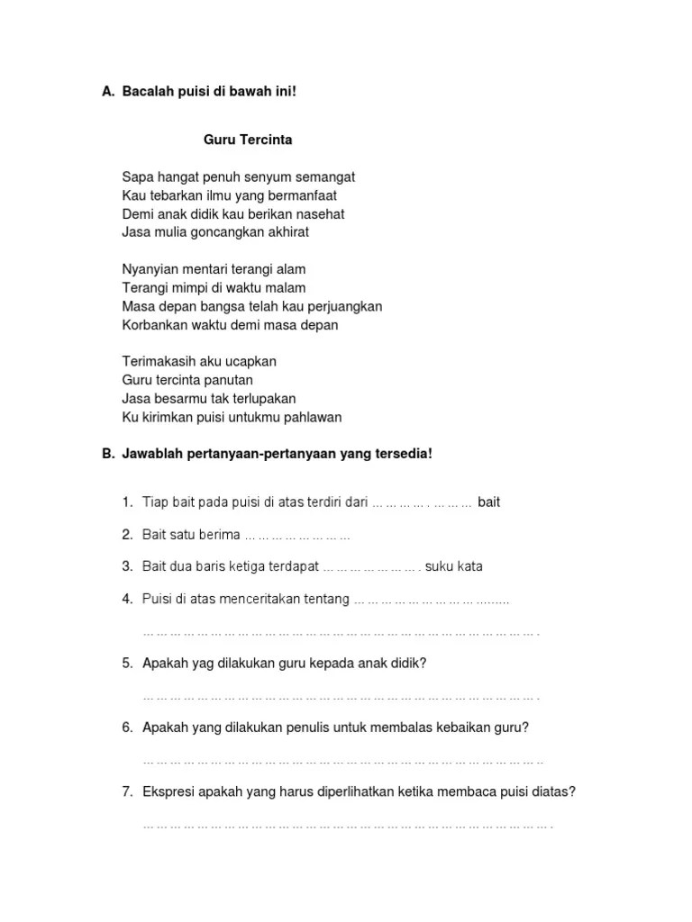 Puisi Tentang Bapak Ibu Guru 4 Bait