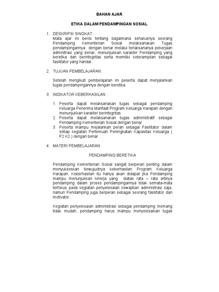 Etika Dalam Pendampingan Sosial | PDF