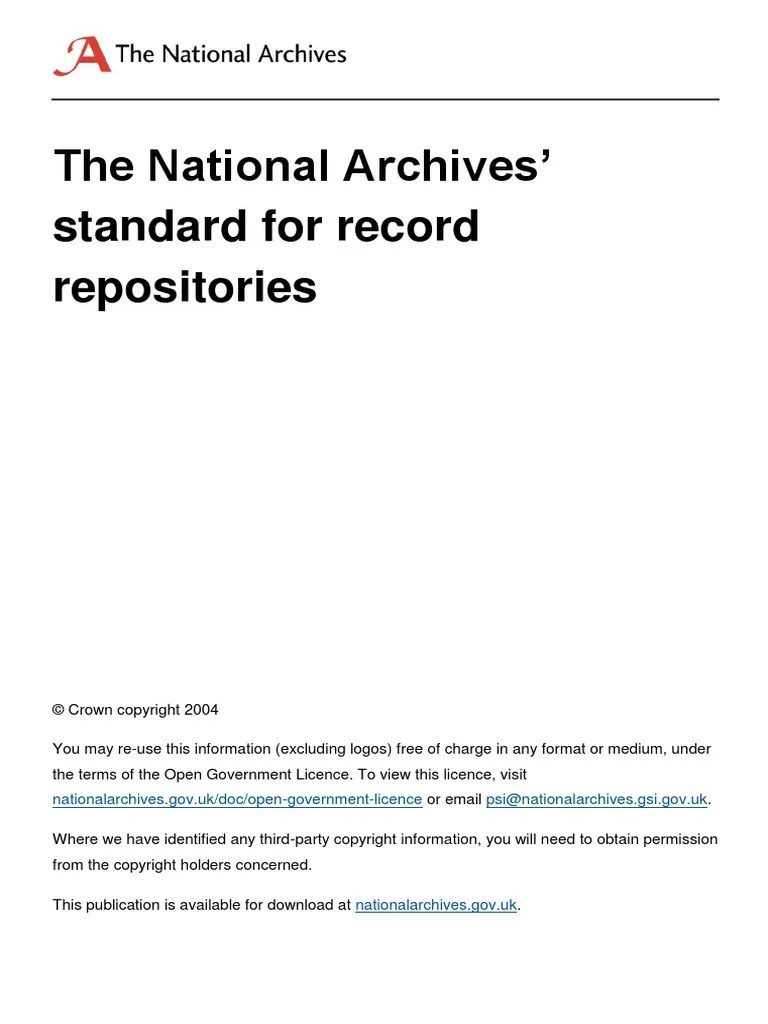 Standards For Record Repositories 2005 PDF The National Archives