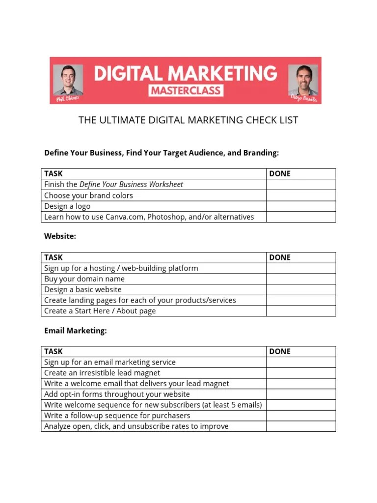 TheUltimateDigitalMarketingChecklist.pdf Facebook You Tube