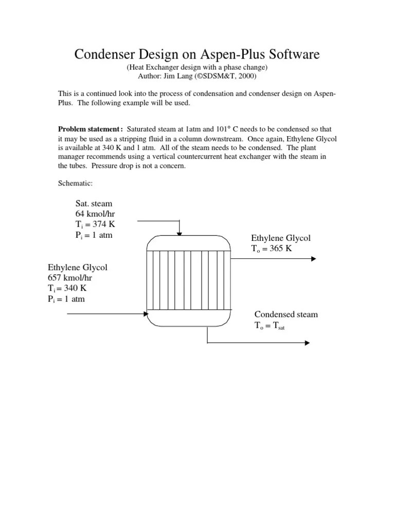 Condenser Design in Aspen Plus Heat Exchanger Heat Transfer
