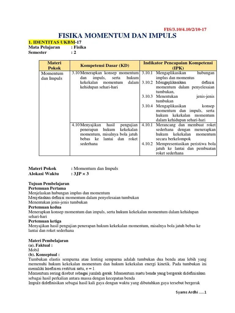 Materi Momentum Dan Impuls Kelas 10 – Mudah