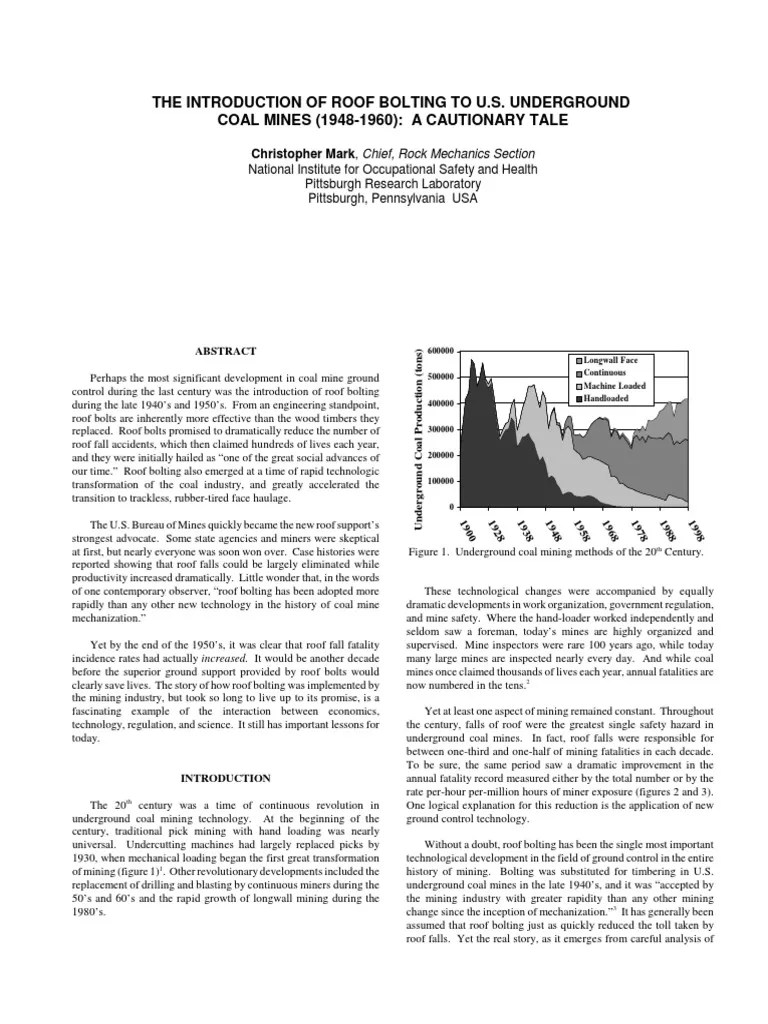 CDC 9018 DS1 Bolt History Good PDF Coal Mining Mining