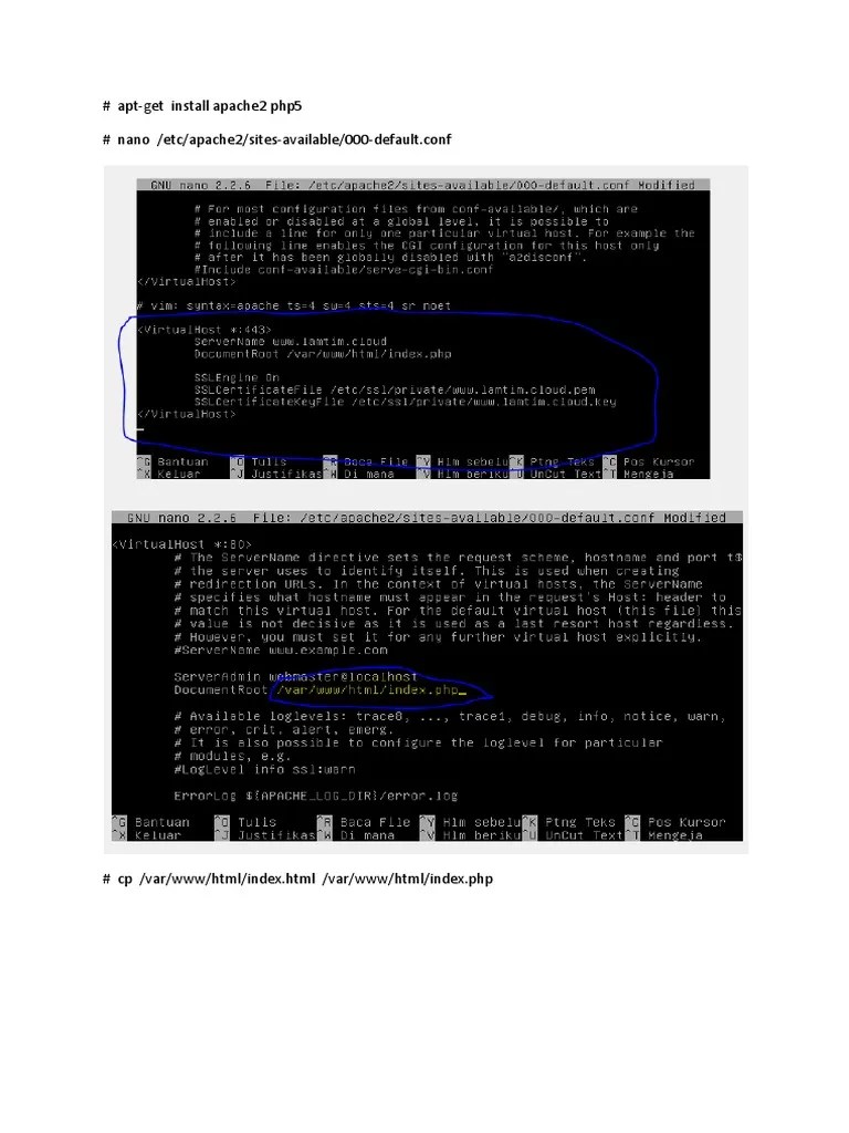  AptGet Install Apache2 php5 Nano /etc/apache2/sitesAvailable/000
