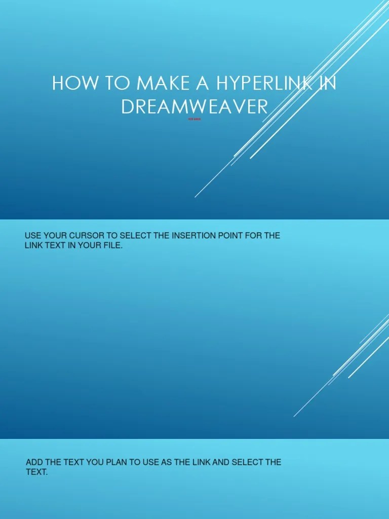 How To Make A Hyperlink in Dreamweaver PDF Hyperlink Information