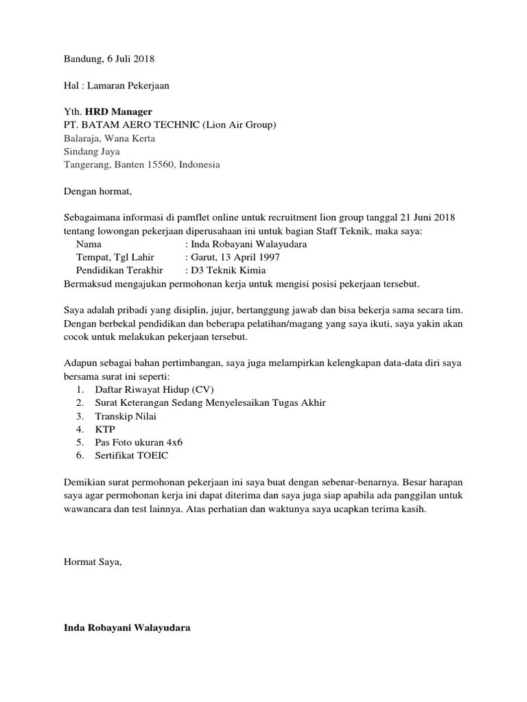 24+ Surat Lamaran Kerja Lion Air