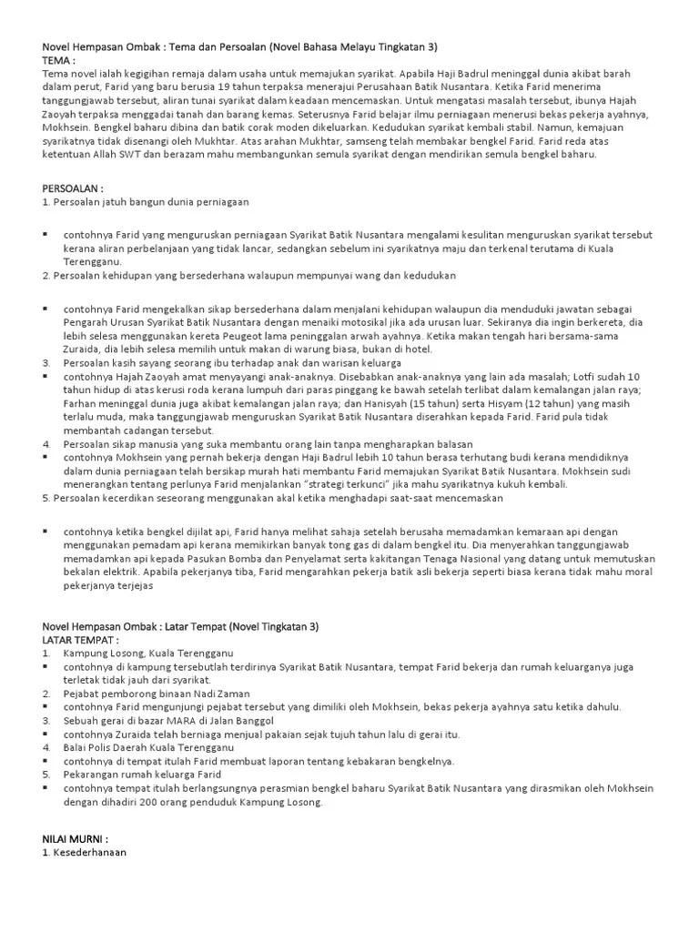 Contoh Peristiwa Novel Hempasan Ombak Guru Paud