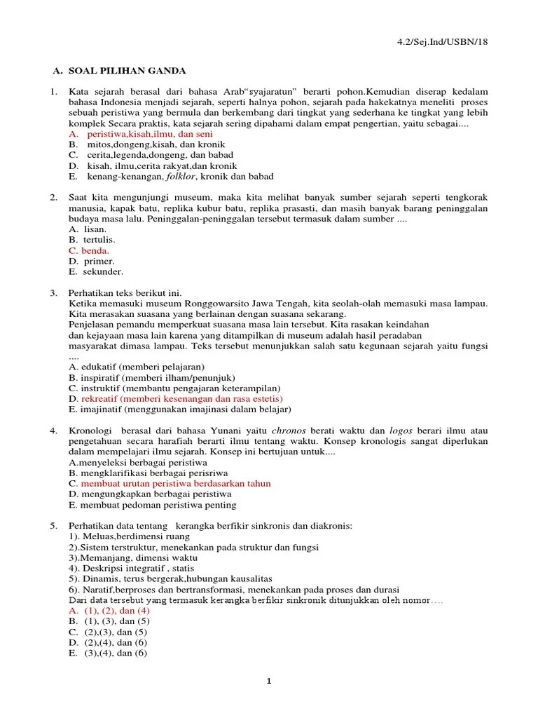 Usbn Sejarah 2017-2018 | PDF