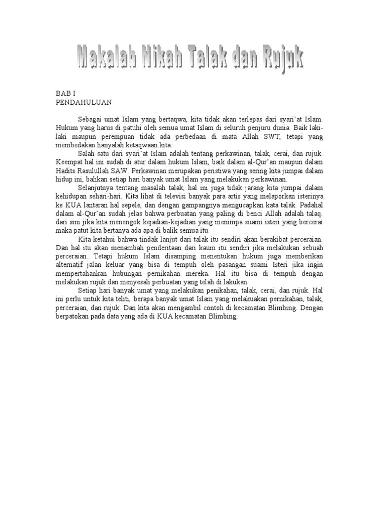 Nikah, Talak Dan Rujuk | PDF