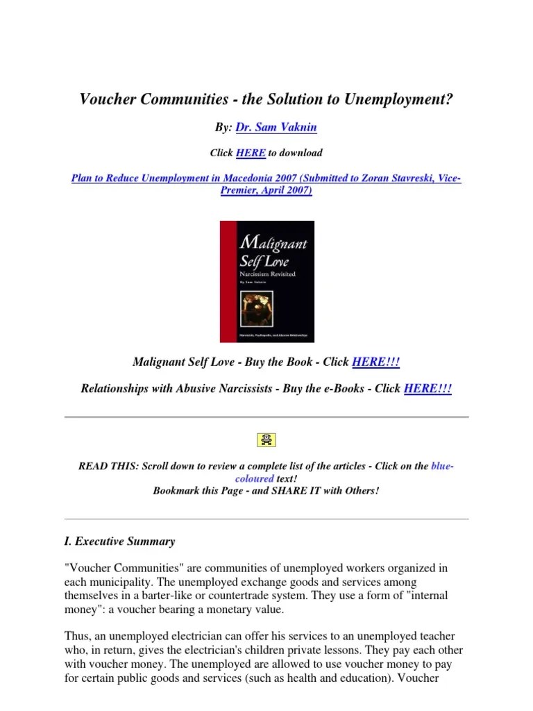 Voucher Communities Solution To Unemployment? PDF Voucher Money