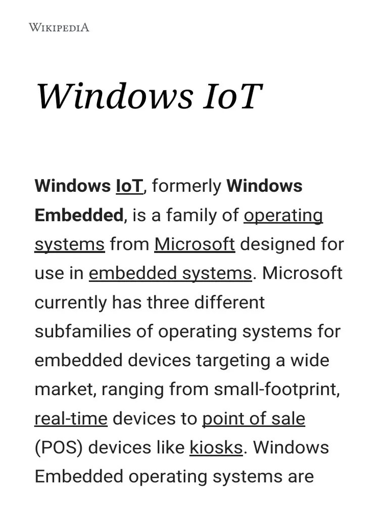 Windows IoT Wikipedia PDF Microsoft Windows Computer Engineering