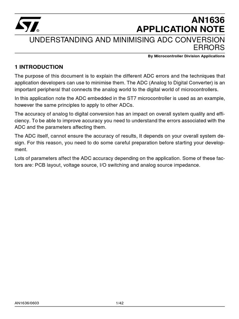AN1636 Application Note Understanding and Minimising Adc Conversion