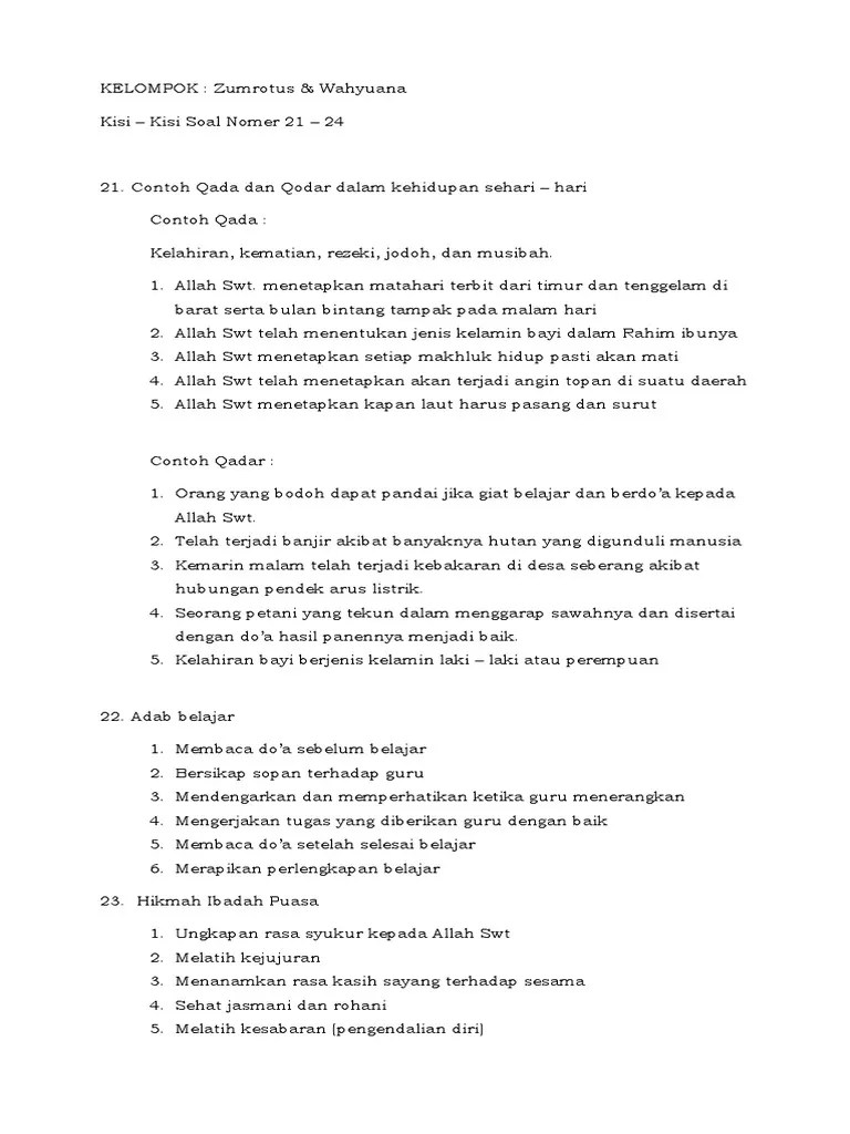 Rangkuman Materi PAI Kelas 6 | PDF