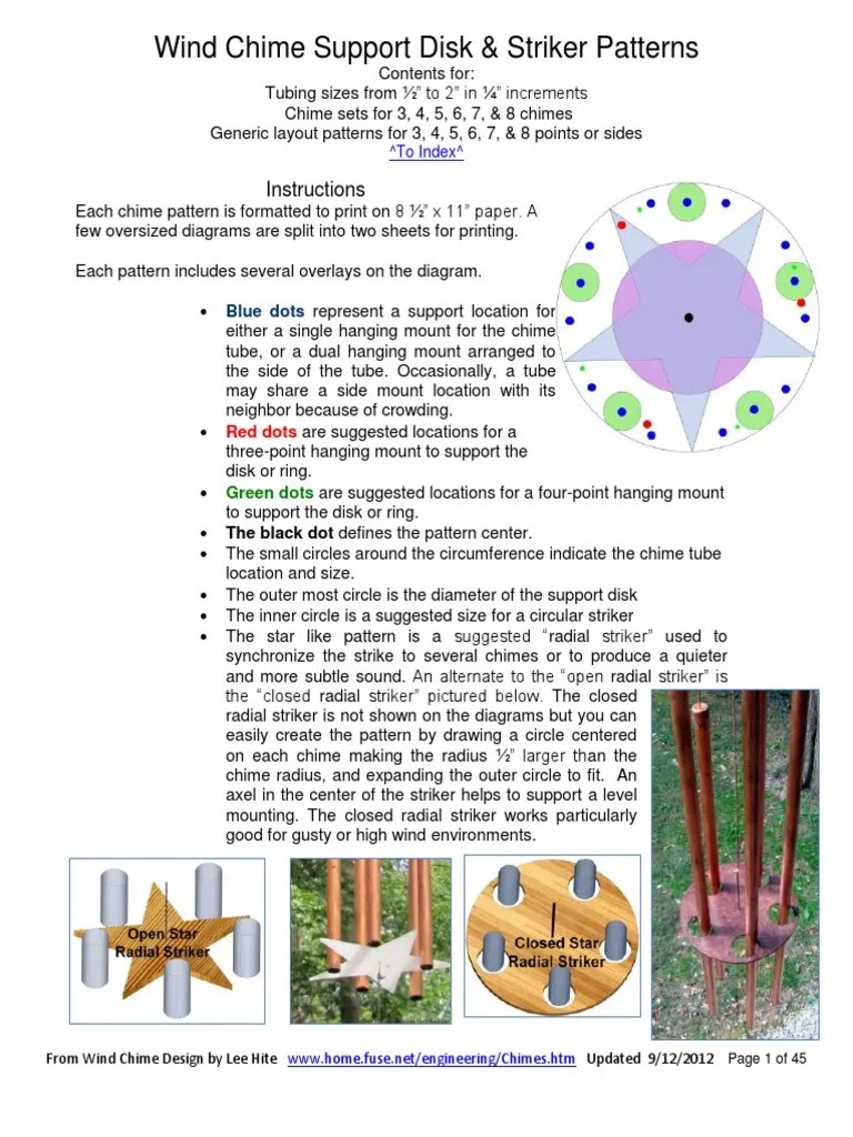 Wind Chime Support Disk & Striker Patterns Instructions PDF