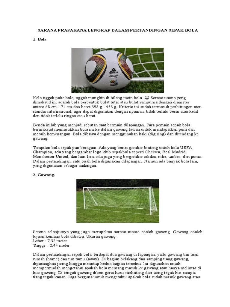 Sarana Prasarana Lengkap Dalam Pertandingan Sepak Bola | PDF